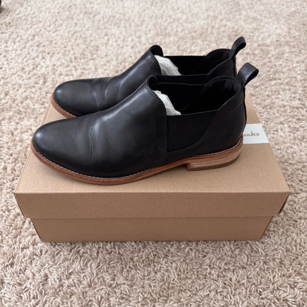 Clarks Black Leather Chelsea Boots